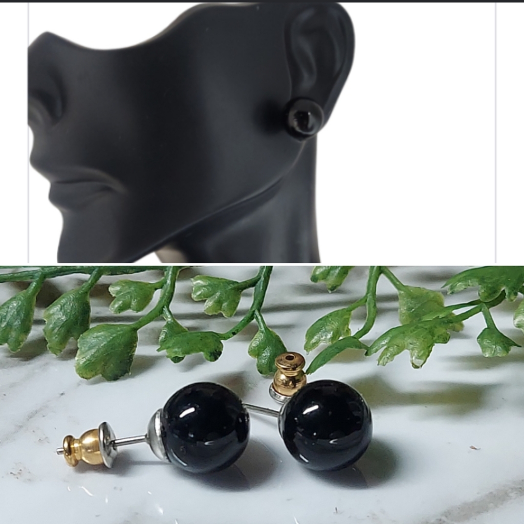 E2721 Black Ball Simple Surgical Steel Post Stud Earrings 7$